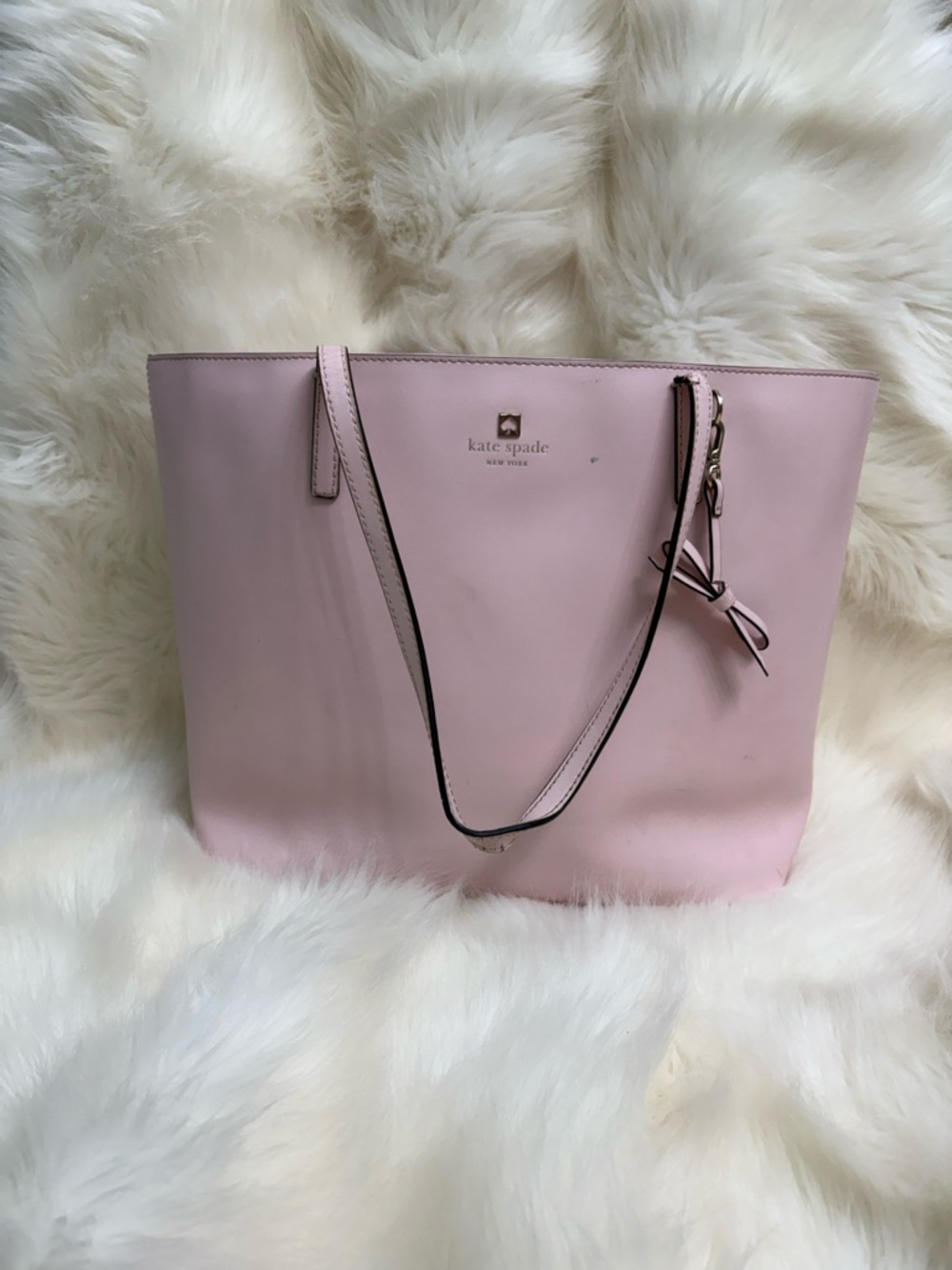 kate spade Light Pink Leather Tote with Bow Charm